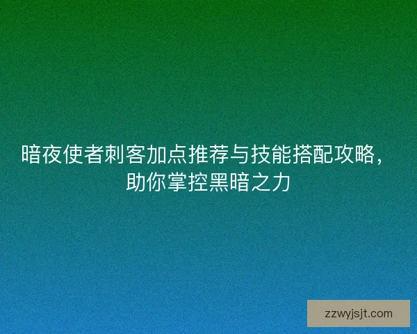暗夜使者刺客加点推荐与技能搭配攻略，助你掌控黑暗之力